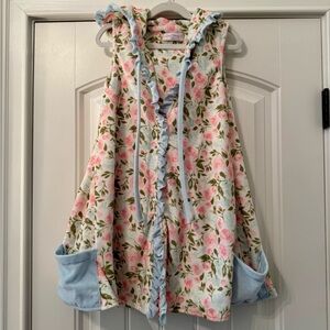 SweetHoney Girls Hooded Floral Swim Coverup Soft Pastels Size 10 NWOT!